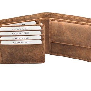 <b>Men's</b> Genuine Leather Vintage Fold Wallet Handmade Short Style Daily Use Fold Coin <b>Pouch</b> Short Win Button <b>for</b> Boys' Travel - Product Image 2