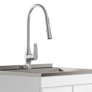 Mobile Lavanderia Lawrence 24 Pollici Bianco con Rubinetto e Lavello in Acciaio Inox, Elettrodomestico Premium - Product Image 5