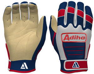 Gants de frappe de baseball en cuir de qualité supérieure, légers, durables, antidérapants, avec fermeture auto-agrippante, bleu marine et blanc. - Product Image 4