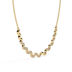 Elegante Collar de Oro Amarillo con Ondas Flotantes y Detalle Inspirado en Diamantes Brillantes para Mujer - Product Image 1