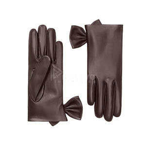Gants en cuir pour femmes, chauds et doux pour l'hiver, en peau de mouton, compatibles avec les écrans tactiles, gants en cuir tendance pour le froid - Product Image 1