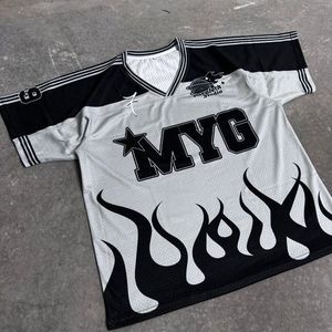 เสื้อเบสบอลครอปทรงโอเวอร์ไซส์ คอวี แขนสั้น สไตล์ Y2K สำหรับผู้หญิง ผลิตจากวัสดุรักษ์โลก เหมาะสำหรับงานพิมพ์ลายแบบ Sublimation - Product Image 2