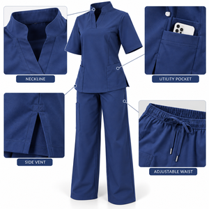 Hot Sell Custom <b>Scrubs</b> Set Stretch Breathable Women <b>Jogger</b> Nursing <b>Scrubs</b> Uniforms Medical Spandex Hospital Surgical Uniforms - Product Image 3