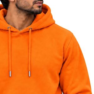 Sudadera con Capucha Naranja para Hombre, Manga Larga, Informal, con Logotipo Personalizado, Ropa Deportiva Urbana, Fabricante de Ropa Shoukat - Product Image 3