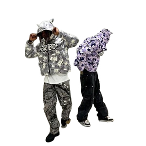 Sweat-shirt à capuche camouflage pour homme, vêtement de mode, sweat à capuche zippé oversize en polaire, imprimé graphique, sweat à capuche zippé avec motif visage, pantalon - Product Image 6