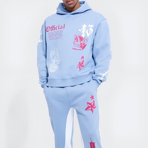 Ensemble de survêtement pour homme avec sweat à capuche et pantalon de jogging, broderie intégrale, streetwear décontracté, coupe ample, vêtements d'hiver, logo personnalisé, vente en gros - Product Image 3
