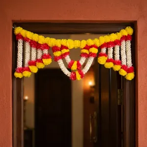 Guirnaldas Florales Tradicionales para Colgar en la Pared, Amarillo, Rojo, Blanco, Decoración para Bodas y Hogar, Tapiz - Product Image 1
