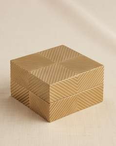 Boîte de rangement de luxe à rayures diagonales uniques, dorée, pour dattes et fruits secs, organiseur de collations, conteneur en étain pour cadeau festif et mariage - Product Image 5