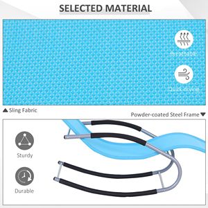 Sedia a dondolo blu da esterno con schienale reclinabile e cuscino rimovibile, in tessuto resistente alle intemperie - Product Image 6