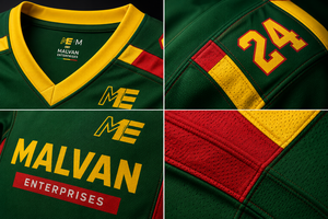 American Football Jersey Custom <b>Soccer</b> Jersey Green Yellow Red Heat-Transfer Printed Plaid Pattern Player 24 V-neck Short Sleeve - Product Image 3