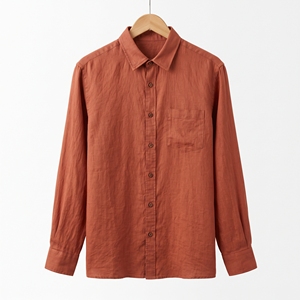Men's Summer Short Sleeve Relaxed Cotton Blend Solid Shirt Breathable Casual <b>Button</b>-Down ODM Wholesale Factory Custom Logo Low - Product Image 3