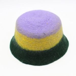 Chapeau beanie en laine feutrée fait main, tricoté à la main, rayé, style bohème, unisexe, pour l'hiver, chaud, pour une utilisation en extérieur - Product Image 2