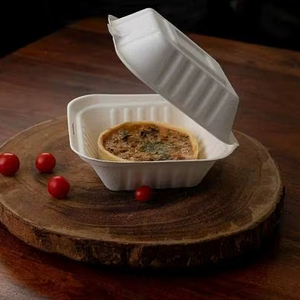 Eco-Friendly 6x6 Inches Burger Box Lid Fast Food Takeout Container Dishwasher Safe Made Sugarcane Bagasse Clamshell Boxes 2026 - Product Image 1