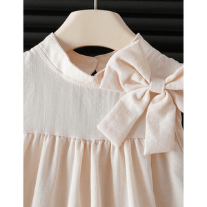 Vestido elegante para niñas con cuello halter, corte en A, lazo en la espalda y adornos de perlas - Product Image 5