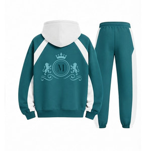 Ensemble de survêtement haut de gamme avec sweat-shirt à capuche bicolore 100% coton, confort ultime avec tissu 400 GSM pour un usage quotidien - Product Image 2