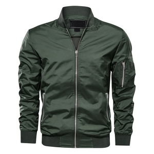 Custom Embroidered Unisex Solid Varsity Bomber <b>Wind</b> <b>Breaker</b> Windproof Eco-Friendly Reversible Sports Jacket Bulk Buyers - Product Image 1