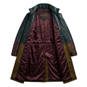 Abrigo de Cuero para Hombre, Piel de Cordero Genuina, Diseño Tricolor Personalizado, Cuello Alto, Chaqueta Larga, Fabricante, Proveedor B2B - Product Image 5