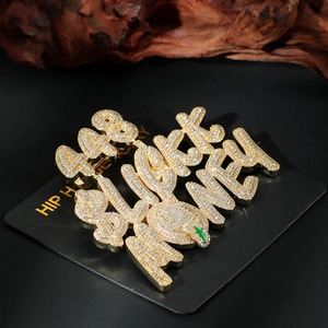 925 <b>Silver</b> Custom VVS Moissanite Diamond Name Letter <b>Pendant</b> Custom Iced Out Jewelry <b>Initial</b> Letter Hip Hop <b>Pendant</b> For Men's - Product Image 2