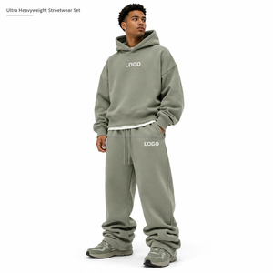Conjunto de Sudadera con Capucha Oversize y Pantalones de Chándal Lisos Sin Logotipo, de Felpa de Algodón de Alto Gramaje, con Bolsillos Laterales y Cintura Acanalada, Venta al por Mayor, Resistente a la Intemperie - Product Image 1