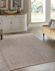 Handcrafted Gray Jute Square <b>Rug</b> Braided Natural Fiber Carpet <b>Boho</b> Farmhouse Floor Mat For Living Room - Product Image 1