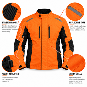 Chaqueta de Motociclismo de Alta Visibilidad, Ropa de Conducción de Alta Visibilidad, Logotipo Personalizado Disponible, Ropa Reflectante para Motociclistas, Equipo de Alta Visibilidad - Product Image 6