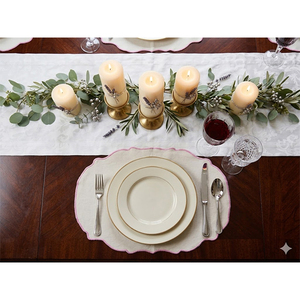 Salvamantel Premium 100% Lino con Borde Festoneado |   Mantel Decorativo Lavable para Mesa de Comedor con Borde en Contraste para Hogar, Hotel y Restaurante - Product Image 3
