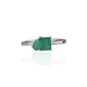 Trending 925 Sterling <b>Silver</b> Pear & Octagon Cut Natural <b>Emerald</b> Gemstone Fine <b>Ring</b> For Women's Wholesale Price - Product Image 3