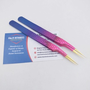 Extensions de cils pointus Ombre droite avec pointe dorée Grip diamant Pince à épiler - Product Image 3