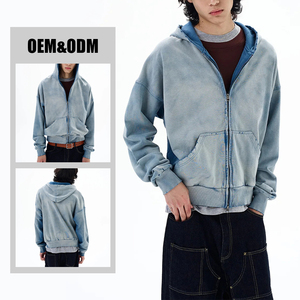Service OEM en gros de sweats à capuche pour hommes, 100% coton, en tissu polaire à grammage élevé, écologiques, avec lavage vieilli vintage et strass, pour l'hiver - Product Image 6
