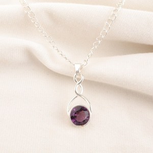 Pendentif en améthyste violette, argent sterling 925, pierre précieuse facettée, bijoux faits à la main, vintage, cadeau pour femme, fiançailles, mariage, fête - Product Image 2