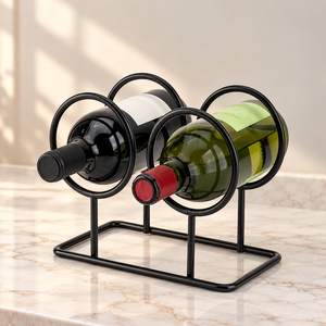 Organizador de Botellas de Vino de Hierro con Acabado Champán, con Marco de Malla Metálica y Soportes de Anillo para el Hogar, Bar, Restaurante, Bodega y Uso Comercial - Product Image 6