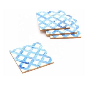 Juego de posavasos con incrustaciones de hueso moderno hecho a mano, 4 piezas, patrón Zigg Zag, té, café, mesa, bebida, utensilios de cocina para Houeswarming, regalo para el hogar - Product Image 3