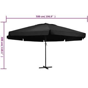 Parasol de jardin noir en polyester avec revêtement PA, parasols et bases élégants en aluminium pour patio - Product Image 6