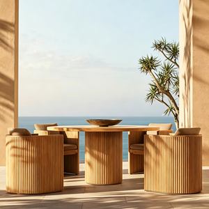 High End Easy Cleaning Luxury Beautiful <strong>Garden</strong> Patio <strong>Table</strong> Wood Dining Outdoor Furniture <strong>Set</strong> Hotel Apartment - Product Image 1