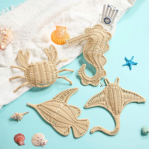 Décoration murale artisanale bohème en rotin, tête de girafe, en osier naturel, pour chambre d'enfant, crèche, décoration de la maison, mariage, anniversaire, OEM - Product Image 5