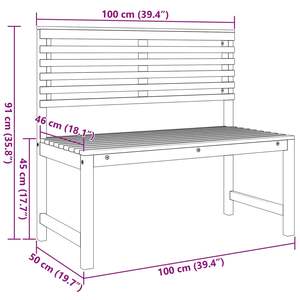 Sedia da Giardino in Legno Massello di Acacia 100 x 50 x 91 cm Marrone, Panca da Esterno - Product Image 5