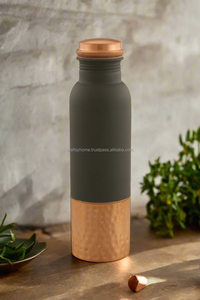 Best Quality Copper <b>Metal</b> Water Bottle 900ml Eco-friendly Black Print Most Demanded Decorative Picnic Accessory Lid Drinks India - Product Image 4