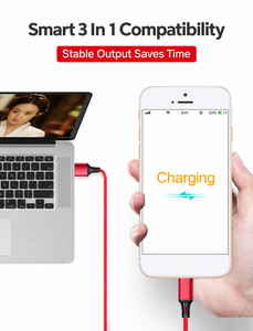 สายชาร์จ USB 3 in 1 ทนทาน ยาว 120 ซม. สายถักไนลอน ป้องกันการพันกัน พร้อมหัว<span class=keywords><strong>ต</strong></span>่อหลายแบบ สำหรับโทรศัพท์ Type C, Micro และ 8 Pin - Product Image 6