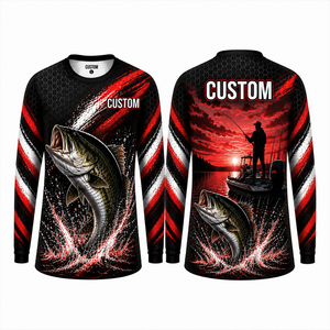 Chemise de pêche personnalisée par sublimation pour homme, UPF 50, manches longues, polyester, séchage rapide, pull-over, protection solaire, vêtements de pêche en plein air - Product Image 1