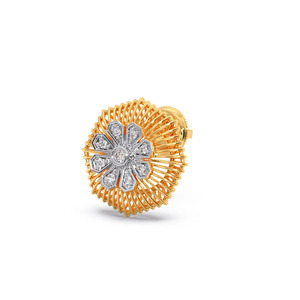 Boucles d'oreilles clous en diamant Halo Tournesol Doré - Product Image 2