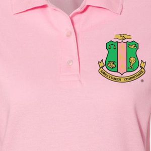 Polo Rosa de Manga Corta para Mujer con Bordado Verde y Dorado, Cuello Camisero, Informal, de Algodón, Uniforme de Golf, Suave y Cómodo - Product Image 3