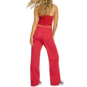 Pantalon de survêtement évasé surdimensionné de qualité supérieure 100% coton avec broderie de logo personnalisé, style streetwear pour femmes - Product Image 3