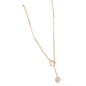 Collier tendance en forme de Y pour femme, collier lariat en or avec pendentif cœur, chaîne en or jaune 14 carats avec diamant de laboratoire - Product Image 2