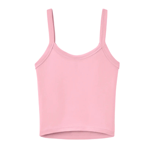 AKA <b>Crop</b> Tank <b>Top</b> Pink Women's Sleeveless Cotton Blend Fitted Casual Summer Cami Soft Stretch Fashion Everyday Wear - Product Image 4