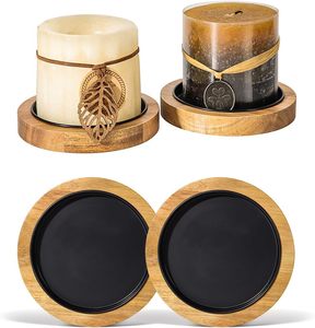Support de bougie en bois d'acacia fait main, style rustique, décoration de ferme, centre de table de Noël - Product Image 1