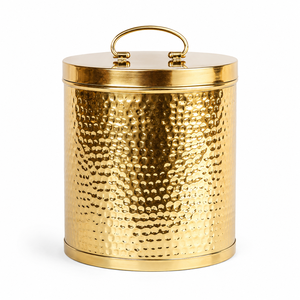 Hammered Brass <b>Storage</b> Canister with Lid & Handle, Decorative <b>Kitchen</b> Counter <b>Jar</b>, Airtight Metal Container <b>for</b> Coffee Tea Sugar - Product Image 1
