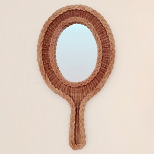 Espejos de mano de ratán al precio más bajo, espejo con mango natural para tocador, decoración de habitación infantil - Product Image 1
