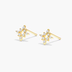 14K Yellow Gold Floral Cluster Lab Grown Diamond <b>Stud</b> <b>Earrings</b> - Product Image 3
