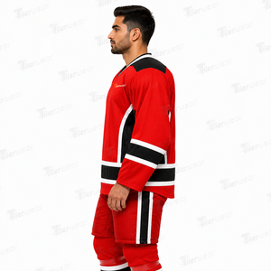 Uniforme de hockey sur glace personnalisé unisexe pour adulte, haut de gamme, léger, respirant, imprimé par sublimation, en polyester haute performance, manches longues - Product Image 3