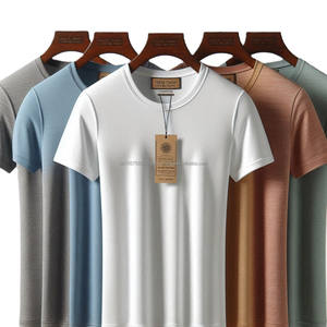 T-shirts tricotés pour hommes, col rond, manches courtes, motif solide, étiquette de marque, couleur, prêt à expédier, lot en vrac du Bangladesh - Product Image 1